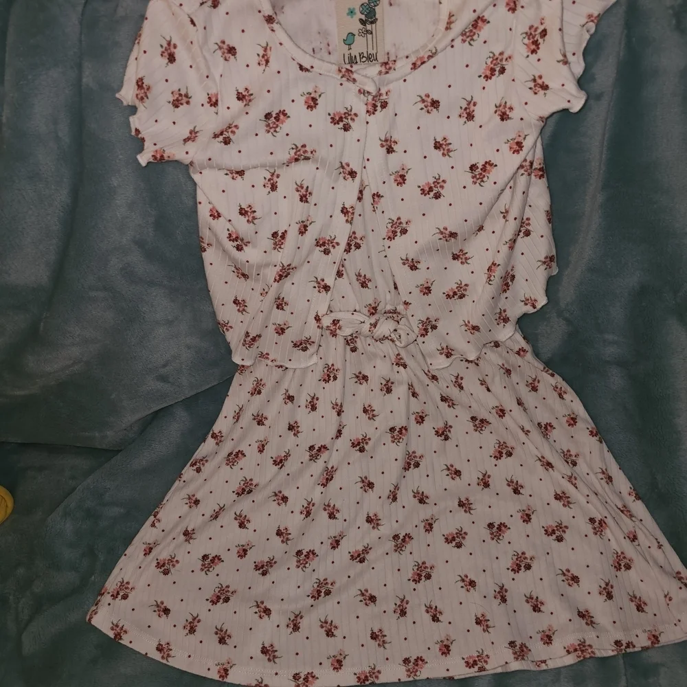 Lily Bleu Pink Flutter Sleeve Scoop Neck Sundress With Short Sleeve Sweater